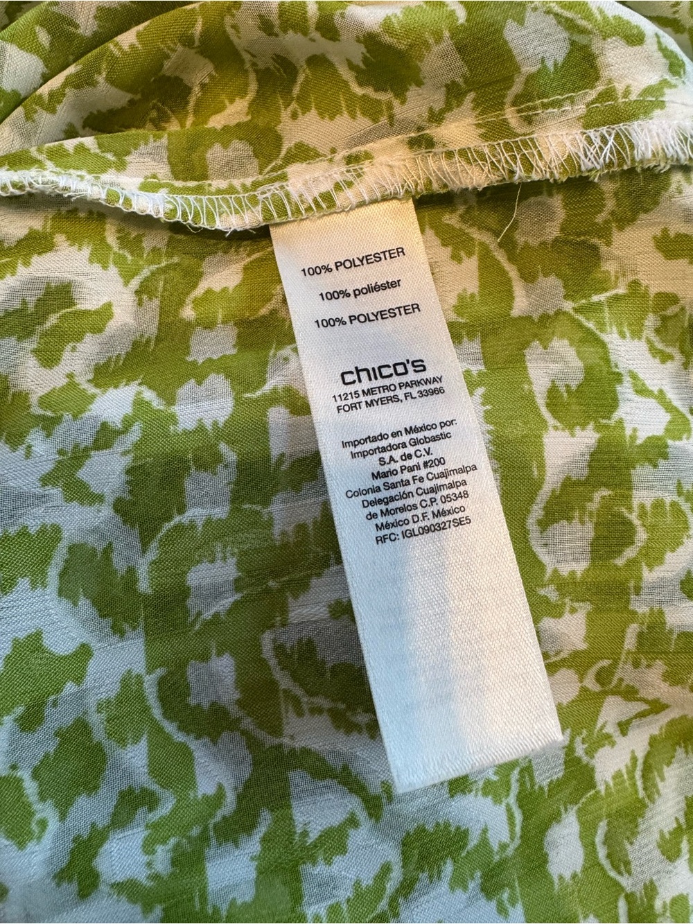 Chico's Green Geometric Casual Semi Sheer Top - Sz 1 - 1x - Picture 14 of 16